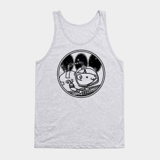 Space Rat in Spaceship Sci Fi Line Drawing Tank Top